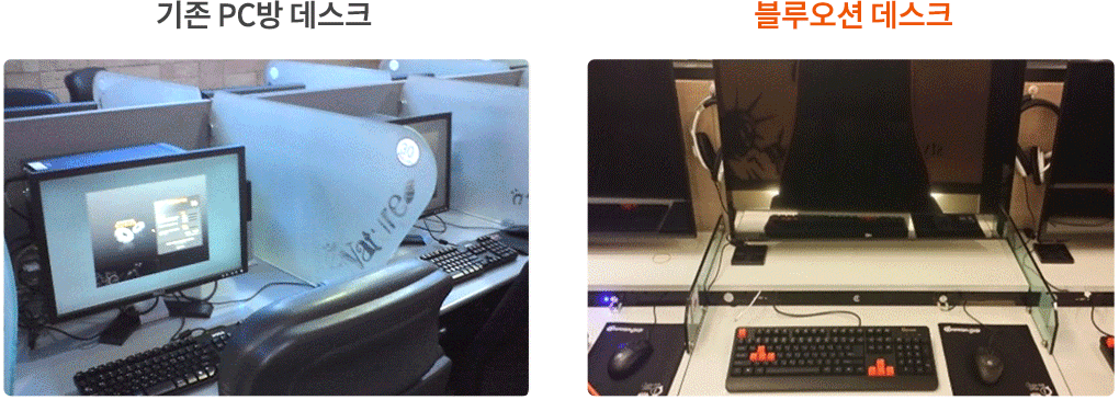 기존피시방 데스크와 블루오션 데스크의 비교